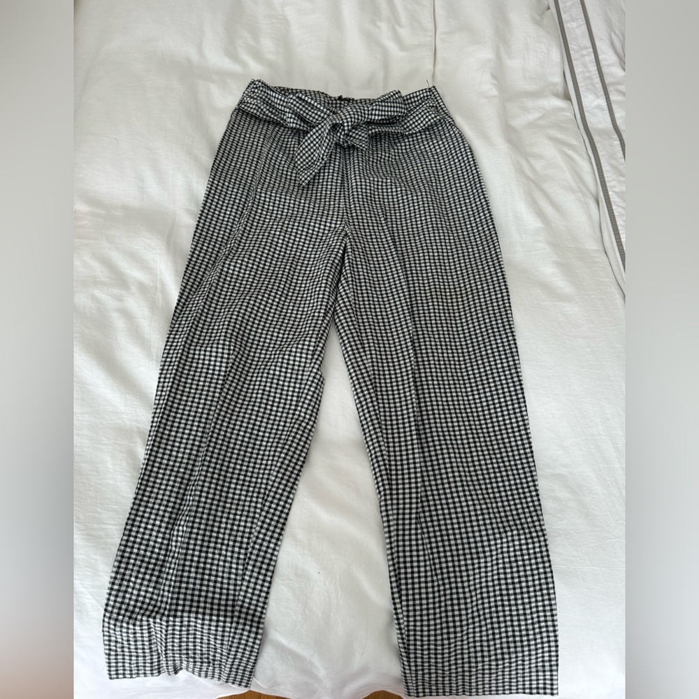 Free People Black and White Checkered Pants